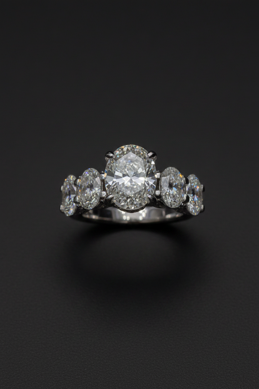Crowned Oval Solitaire Ring