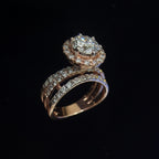 Round Brilliant Halo Diamond Ring with Pavé Band