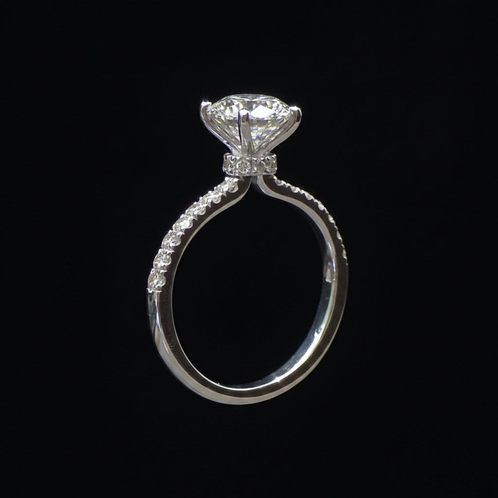 Solitaire Ring with Pavé Loop Band