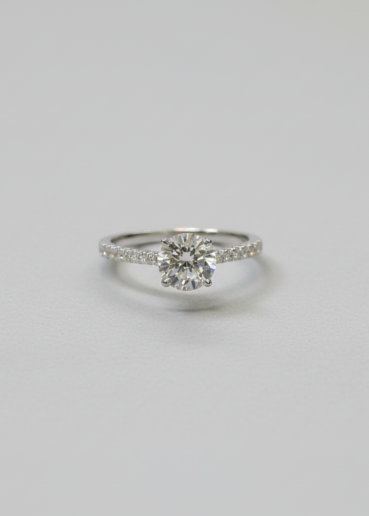 Crystal Ring with Pavé Band