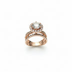 Round Brilliant Halo Diamond Ring with Pavé Band