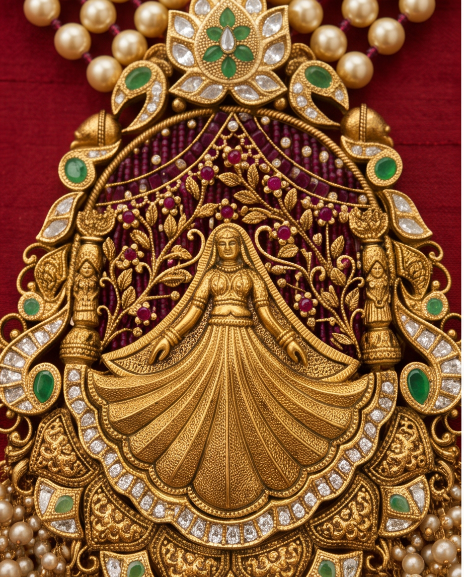22kt Gold Temple Fairy Necklace Set