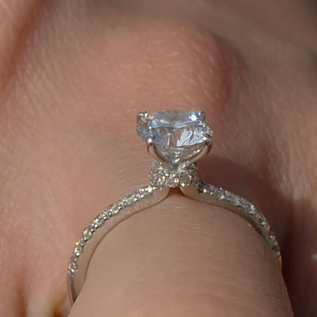 Solitaire Ring with Pavé Loop Band