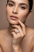 Round Brilliant Halo Diamond Ring with Pavé Band
