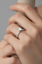 Solitaire Ring with Pavé Loop Band