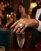 Antique Gold Coin Ring with Handcrafted Meenakari Ring