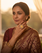 Regal Gold Coin Ring Featuring Traditional Kundan Art