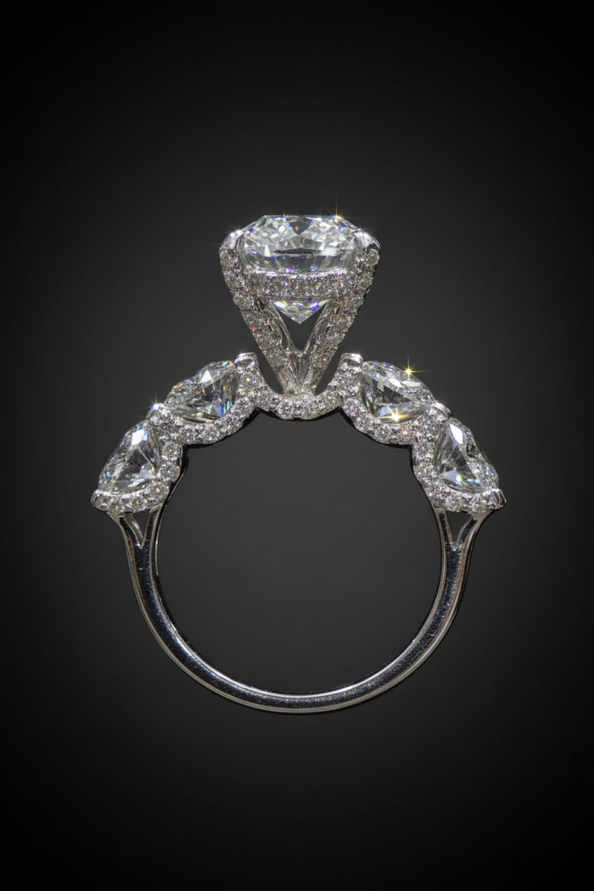 Crowned Oval Solitaire Ring
