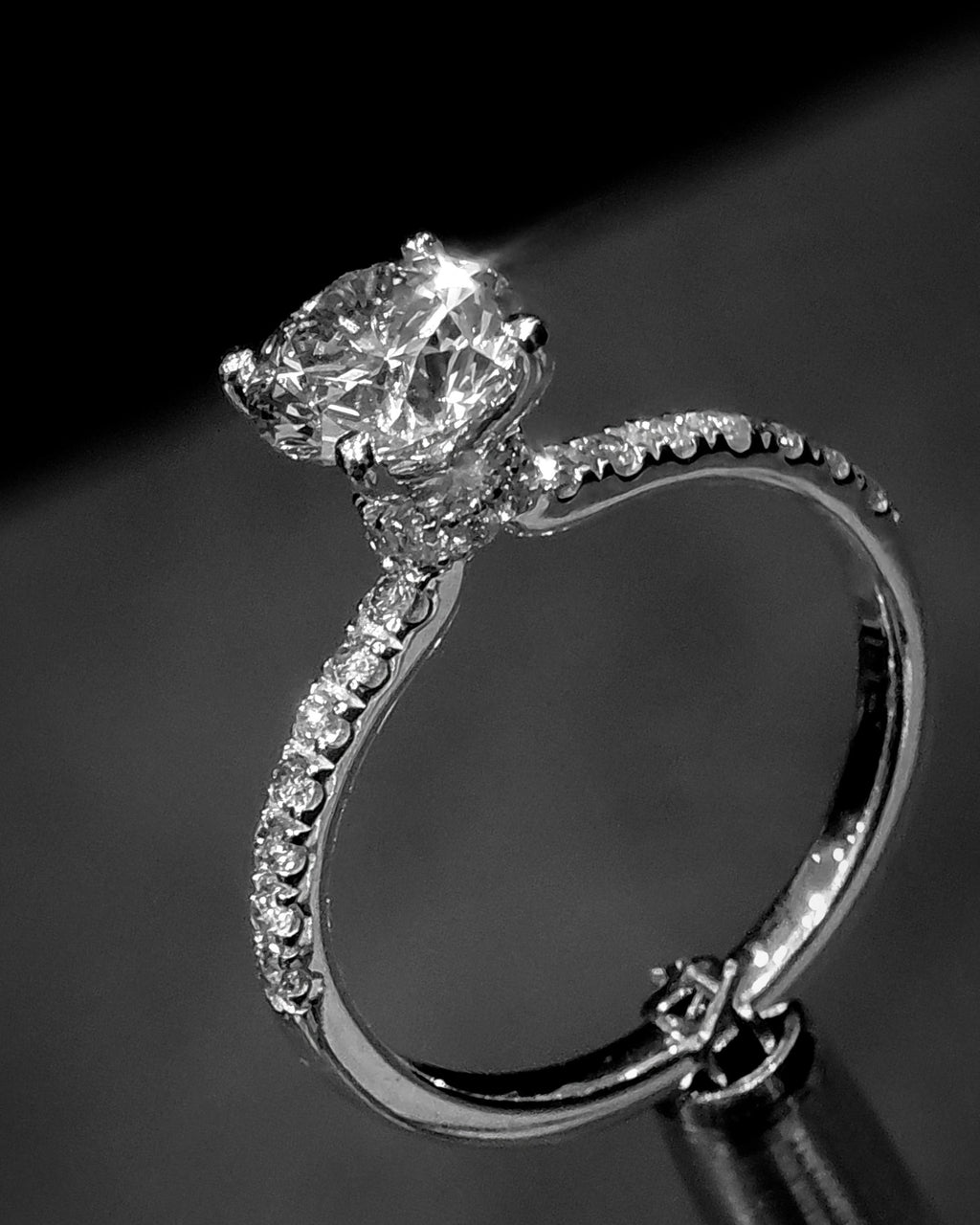 Solitaire Ring with Pavé Loop Band