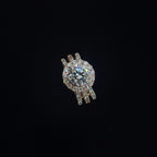 Round Brilliant Halo Diamond Ring with Pavé Band