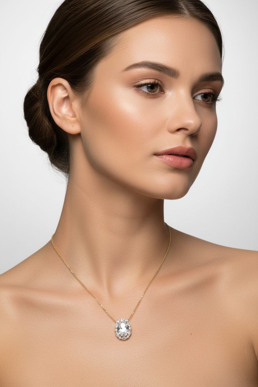 Oval Diamond Statement Pendant with Chain