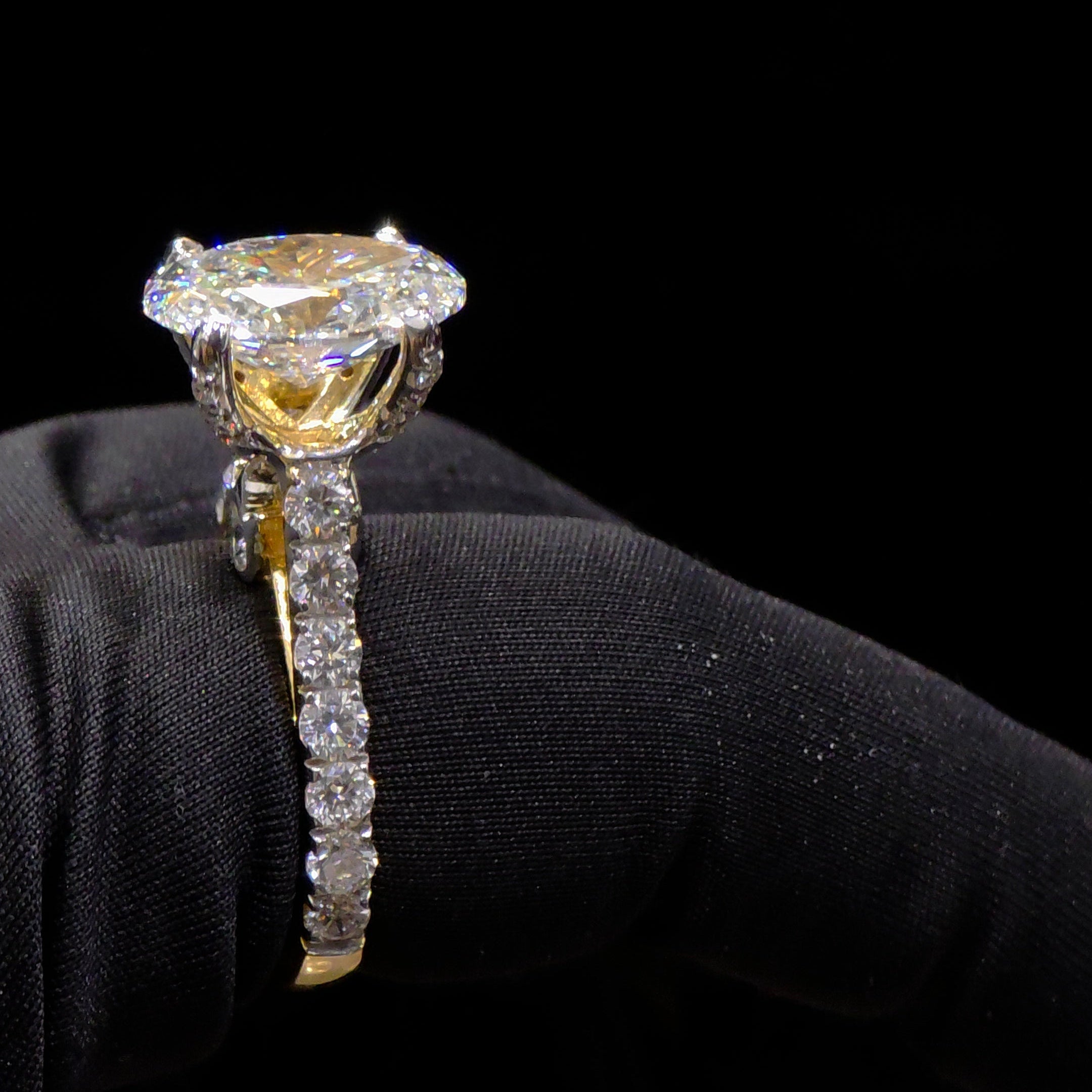 Premium Oval Solitaire Ring with Hidden Halo
