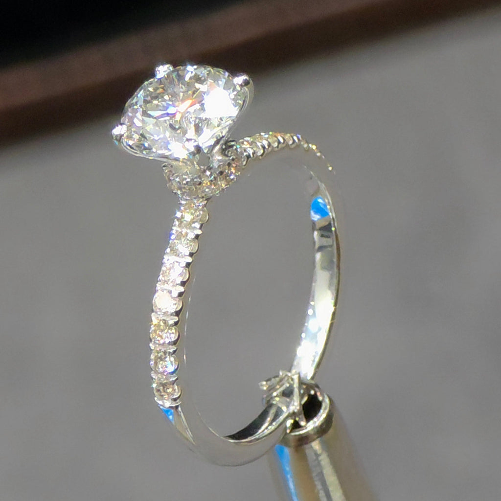 Solitaire Ring with Pavé Loop Band