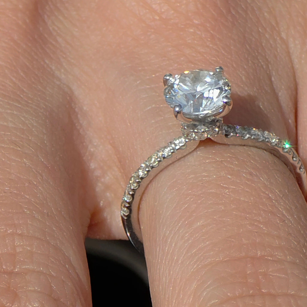 Solitaire Ring with Pavé Loop Band