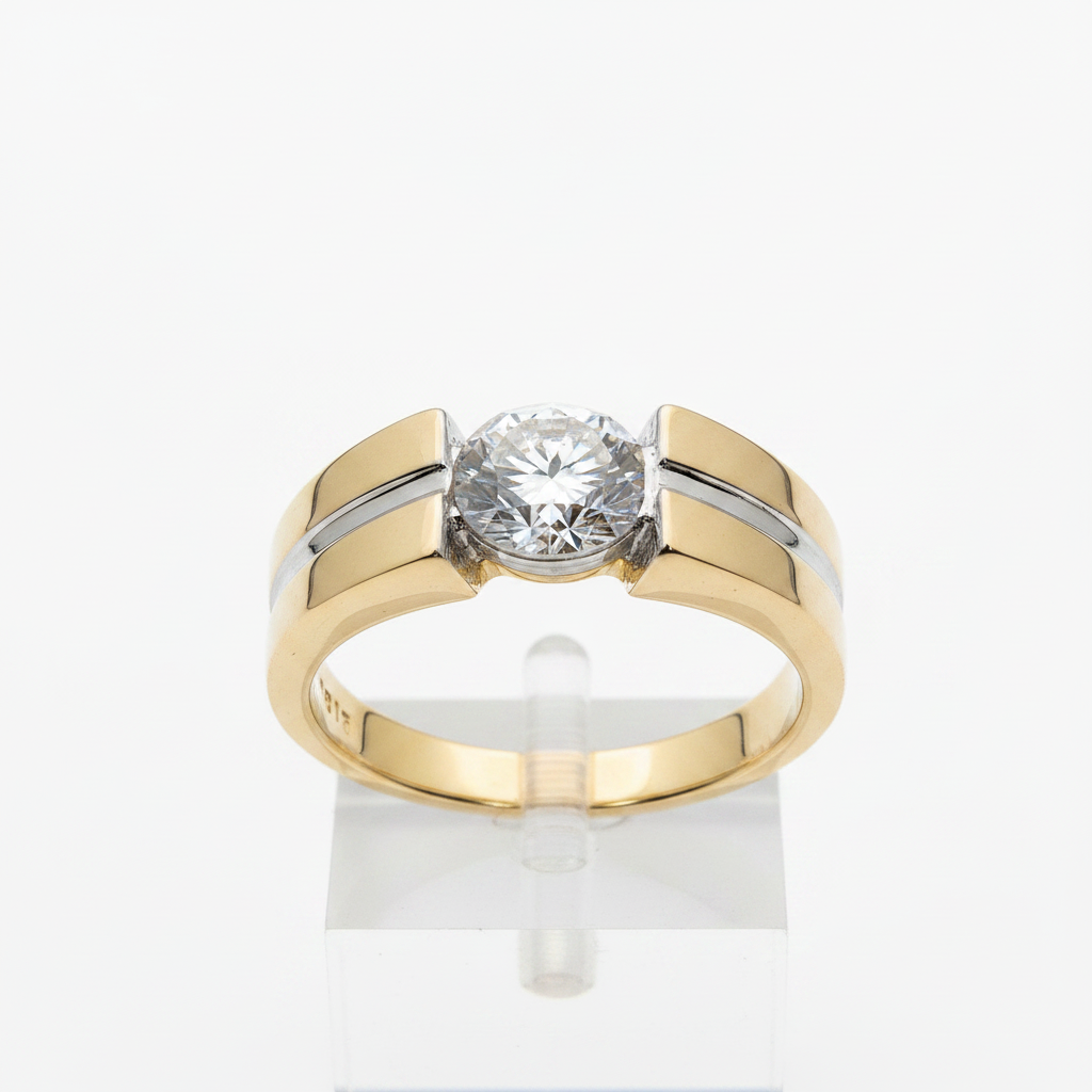 Bold Round Solitaire Open Gallery Ring