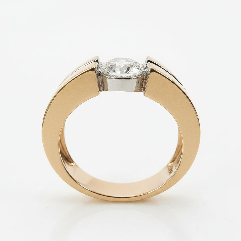 Bold Round Solitaire Open Gallery Ring