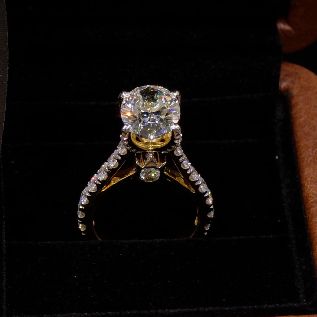 Premium Oval Solitaire Ring with Hidden Halo