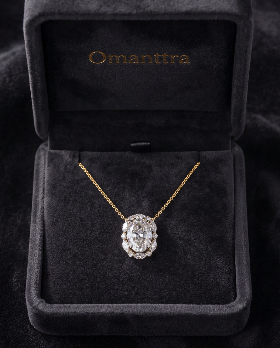 Oval Diamond Statement Pendant with Chain