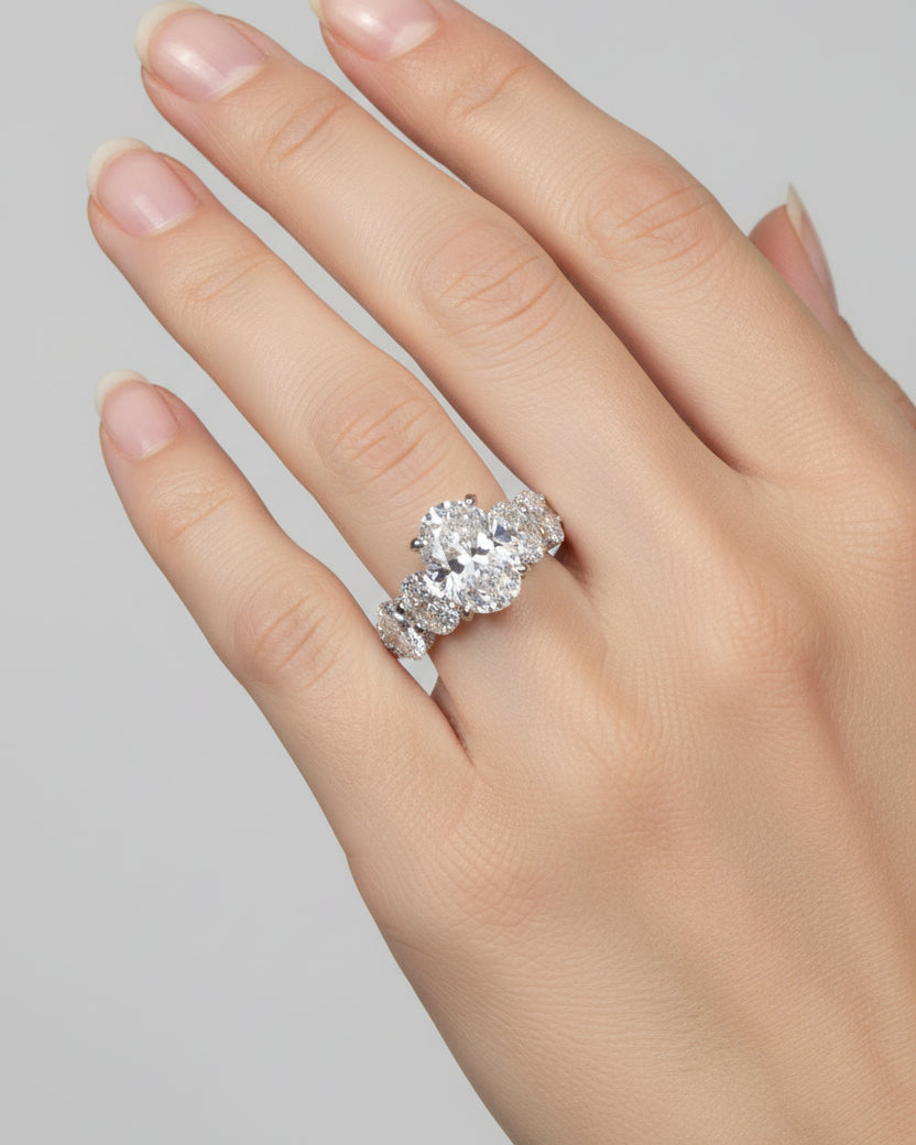 Crowned Oval Solitaire Ring
