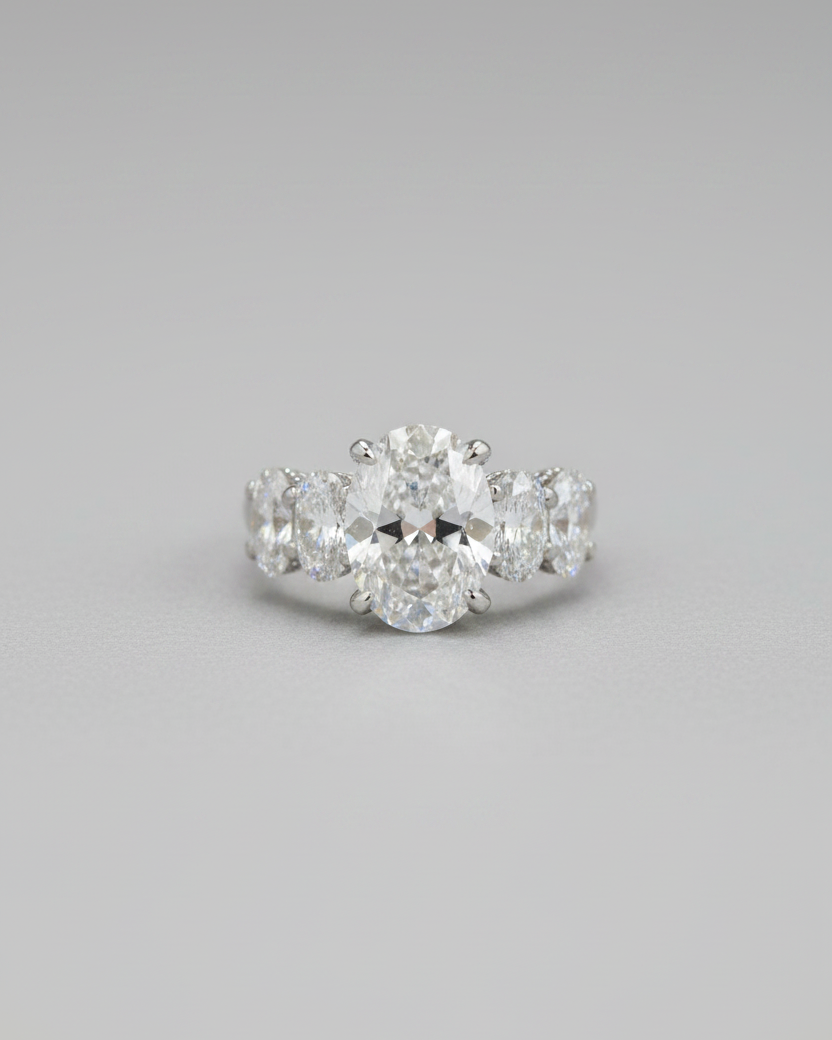 Crowned Oval Solitaire Ring
