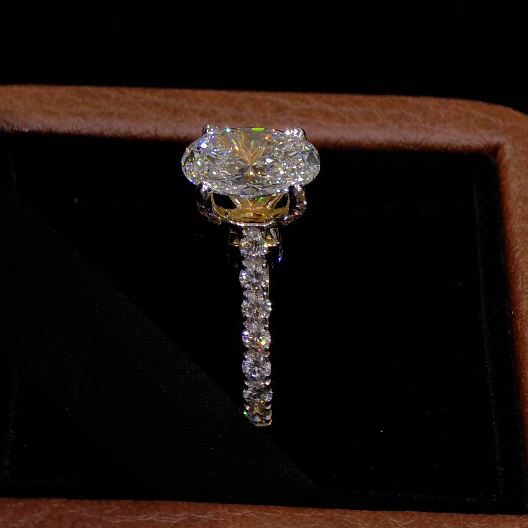 Premium Oval Solitaire Ring with Hidden Halo