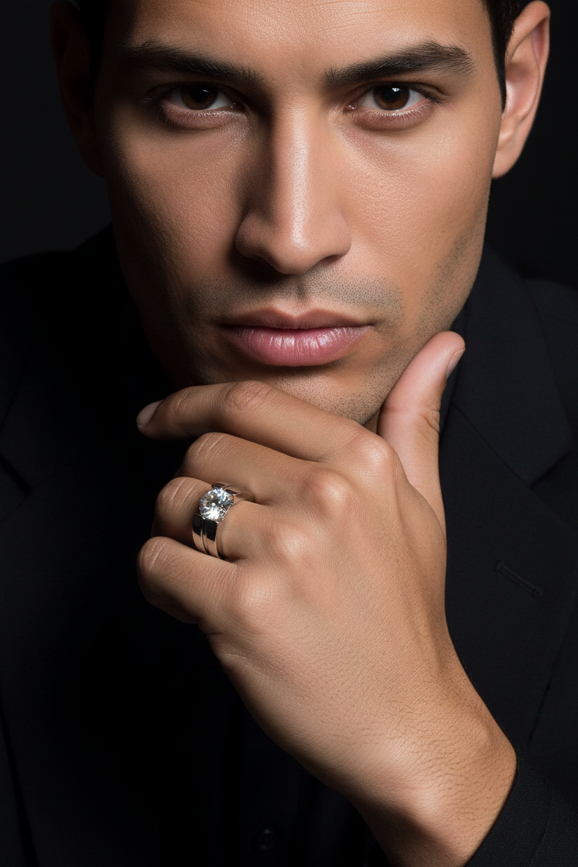 Bold Round Solitaire Open Gallery Ring