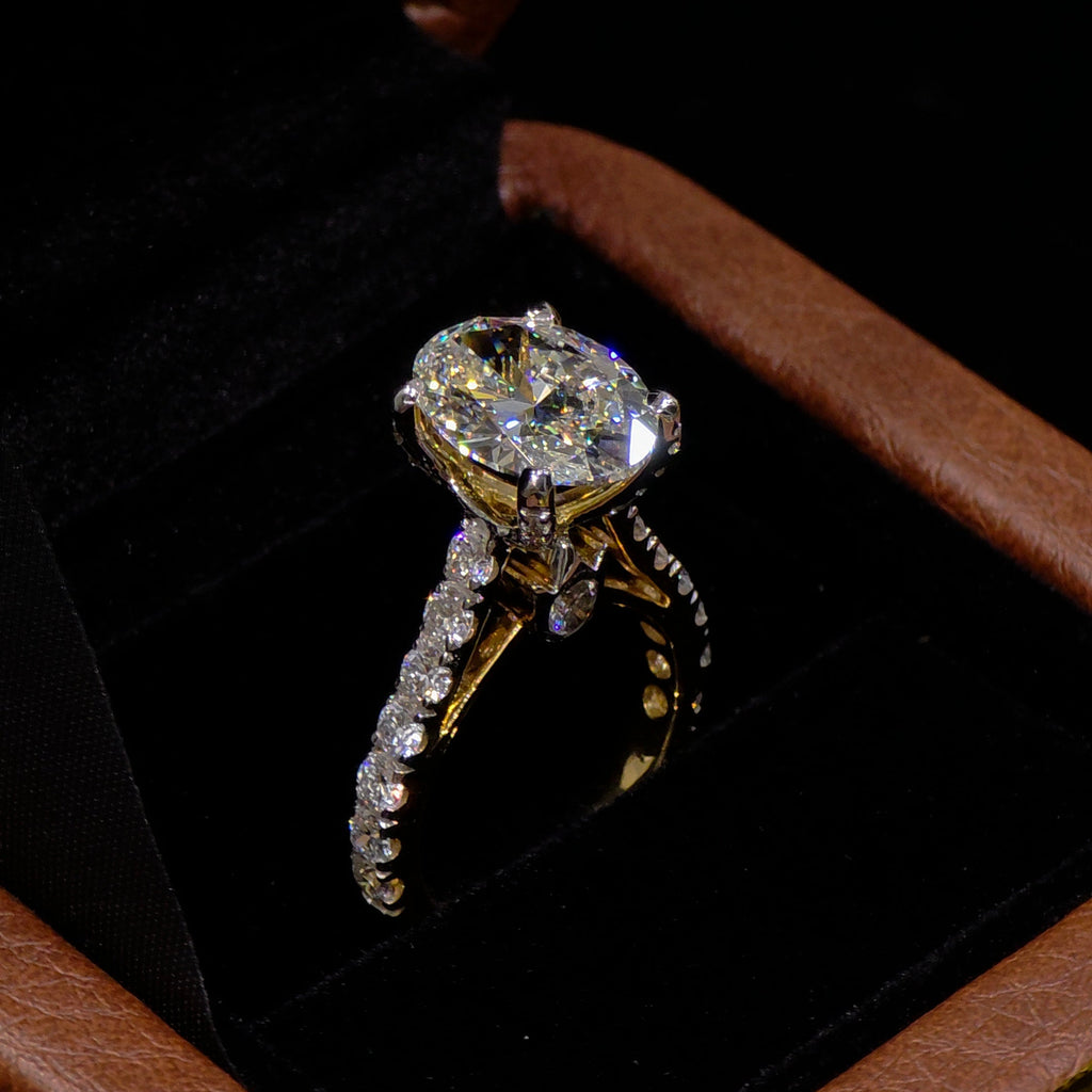 Premium Oval Solitaire Ring with Hidden Halo