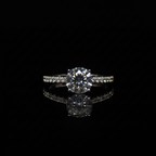 Solitaire Ring with Pavé Loop Band