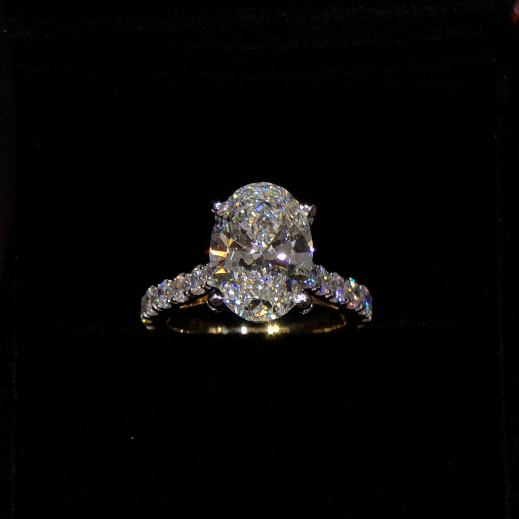 Premium Oval Solitaire Ring with Hidden Halo