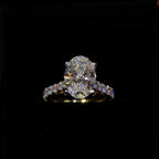 Premium Oval Solitaire Ring with Hidden Halo