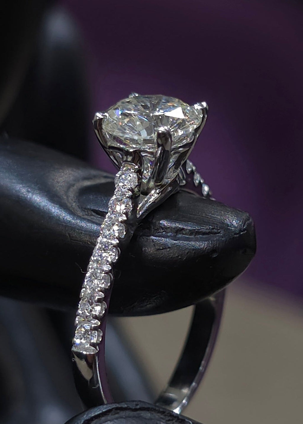Crystal Ring with Pavé Band