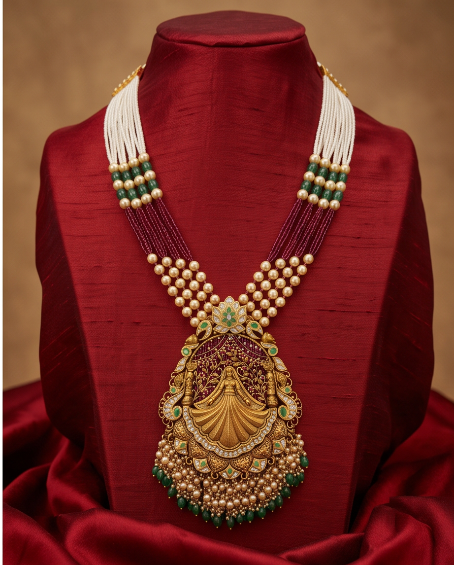 22kt Gold Temple Fairy Necklace Set