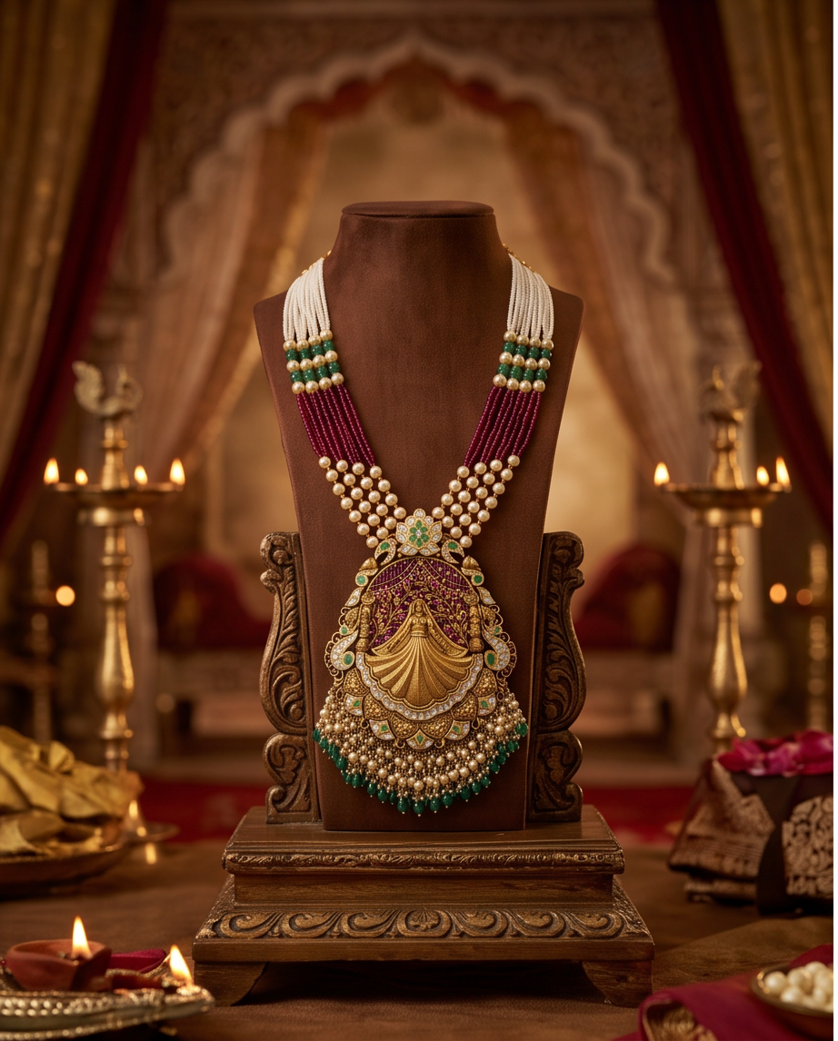 22kt Gold Temple Fairy Necklace Set
